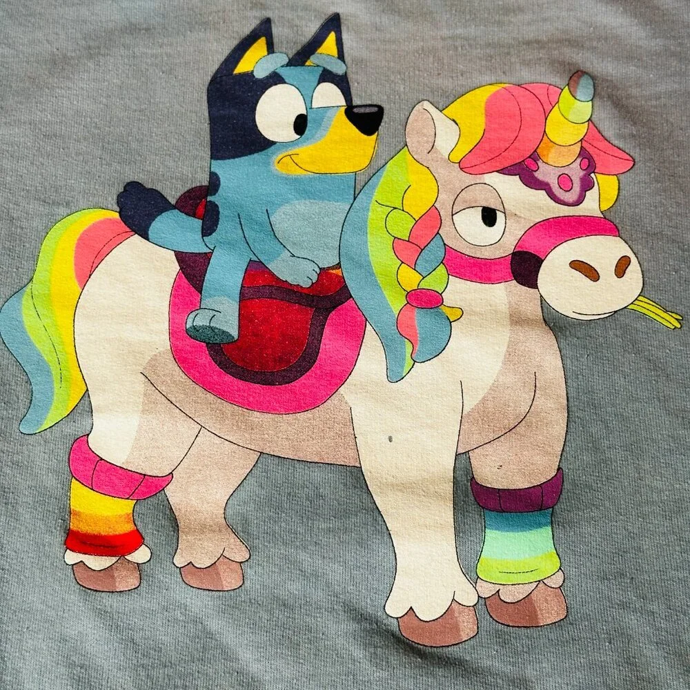 Bluey Unicorn Sweatshirt Light Blue Crewneck Pullover Women's Large Boxlunch - Picture 2 of 7